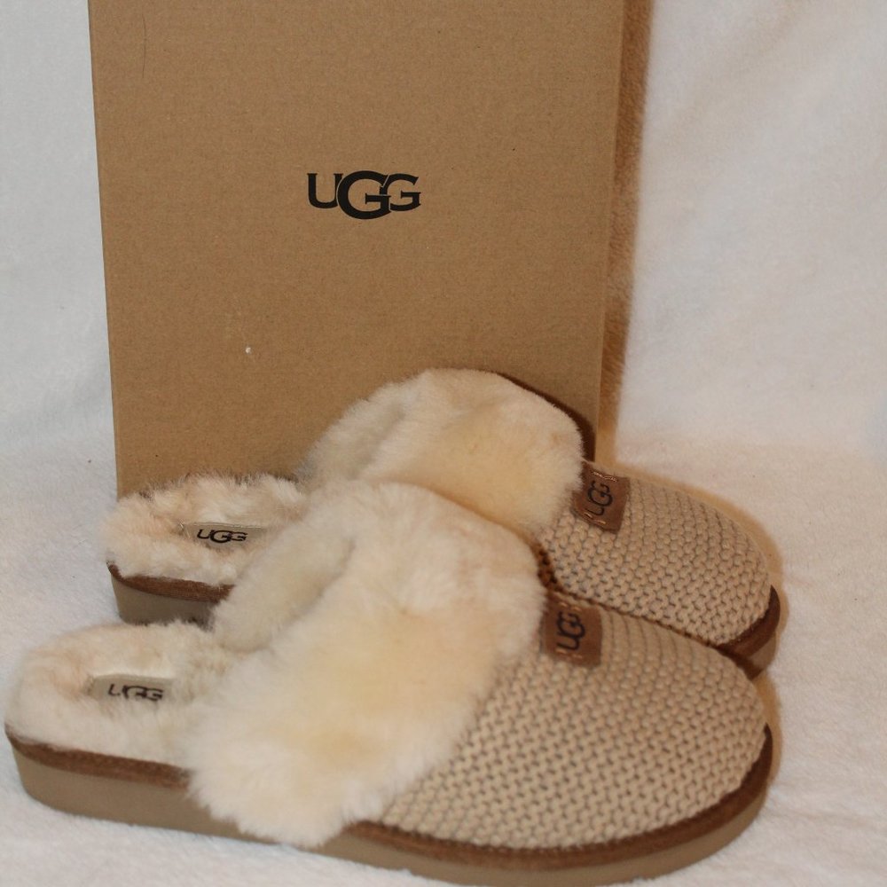 UGG COZY KNIT SHEARLING NEW SLIPPERS CREAM - Picture 2 of 8